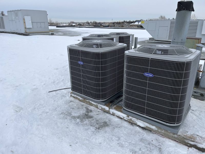 Carrier AC Units Installed on the Rooftop in Edmonton, AB