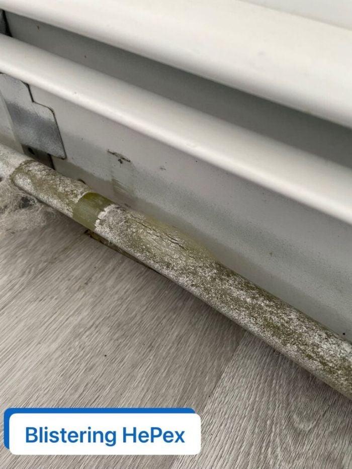 Damaged RV Window Component Due to Blistering
